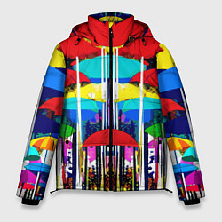 Куртка зимняя мужская Mirror pattern of umbrellas - pop art, цвет: 3D-светло-серый
