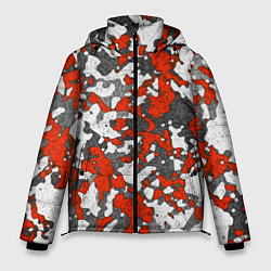 Куртка зимняя мужская Абстракция серо-красная, цвет: 3D-красный