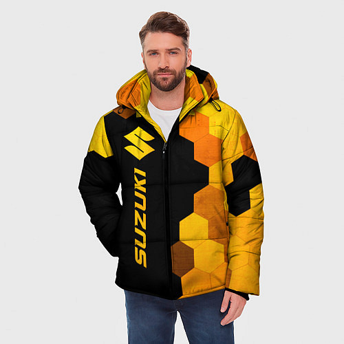 Мужская зимняя куртка Suzuki - gold gradient: по-вертикали / 3D-Черный – фото 3