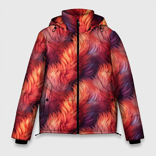 Мужская зимняя куртка Красный мех паттерн / 3D-Красный – фото 1