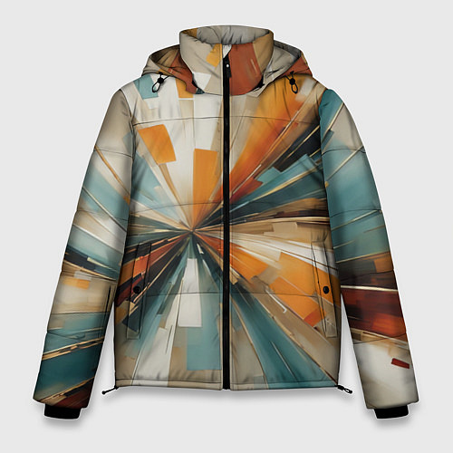 Мужская зимняя куртка Цветная абстракция - нейросеть / 3D-Светло-серый – фото 1