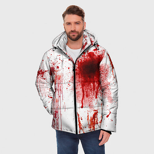 Мужская зимняя куртка Брызги крови / 3D-Черный – фото 3