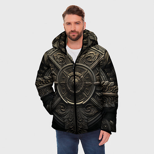 Мужская зимняя куртка Узор в скандинавском стиле / 3D-Черный – фото 3