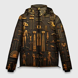 Куртка зимняя мужская Арт в стиле египетских письмен, цвет: 3D-черный