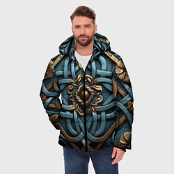 Куртка зимняя мужская Симметричный орнамент в кельтской стилистике, цвет: 3D-красный — фото 2