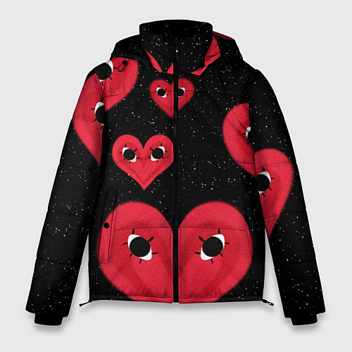 Мужская зимняя куртка Космические сердца / 3D-Светло-серый – фото 1