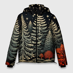 Куртка зимняя мужская Новогоднее настроение лес, цвет: 3D-черный