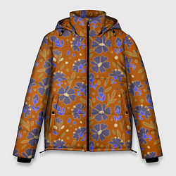 Мужская зимняя куртка Цветы в поле коричневый цвет