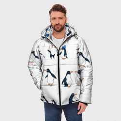 Куртка зимняя мужская Семейство пингвинов на прогулке, цвет: 3D-светло-серый — фото 2