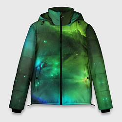 Куртка зимняя мужская Бескрайний космос зелёный, цвет: 3D-светло-серый