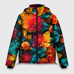 Мужская зимняя куртка Яркие шикарные цветы узор