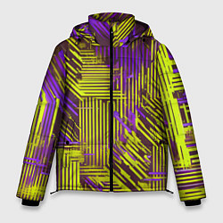 Мужская зимняя куртка Киберпанк линии фиолетовые и жёлтые