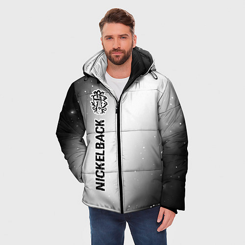 Мужская зимняя куртка Nickelback glitch на светлом фоне по-вертикали / 3D-Черный – фото 3