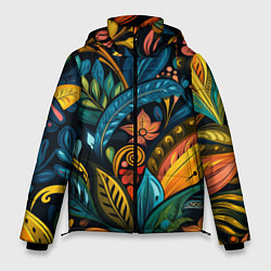 Мужская зимняя куртка Растительный узор в бразильском стиле