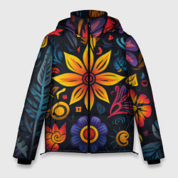 Мужская зимняя куртка Растительный узор в латино-американском стиле