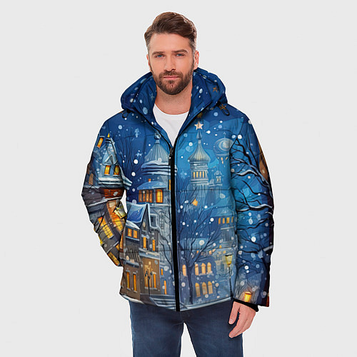 Мужская зимняя куртка Новогоднее настроение город / 3D-Черный – фото 3