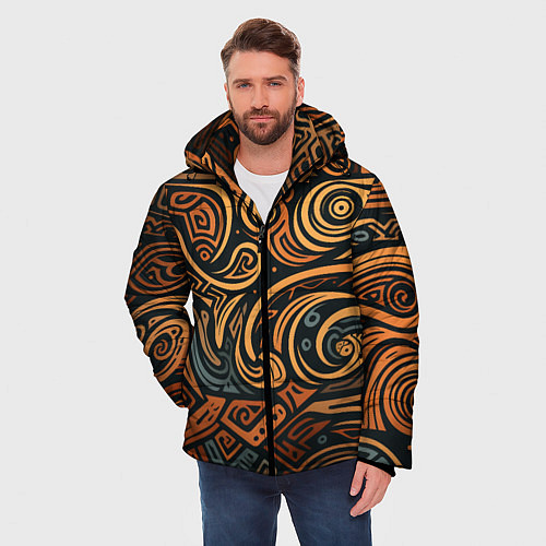 Мужская зимняя куртка Узор в викингском стиле / 3D-Черный – фото 3
