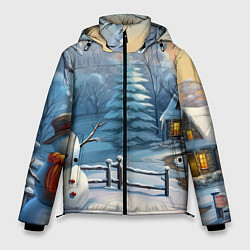 Куртка зимняя мужская Новый год и снеговик, цвет: 3D-светло-серый