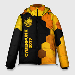 Куртка зимняя мужская Cyberpunk 2077 - gold gradient по-вертикали, цвет: 3D-черный
