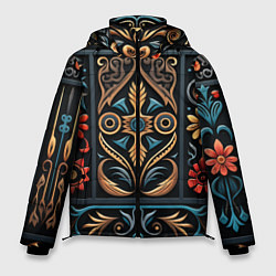 Мужская зимняя куртка Узор с растительными элементами в славянском стиле
