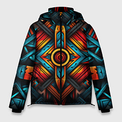 Мужская зимняя куртка Симметричный геометрический узор в этническом стил