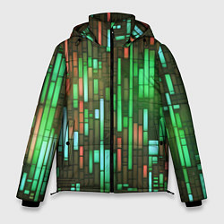 Мужская зимняя куртка Неоновые полосы зелёные