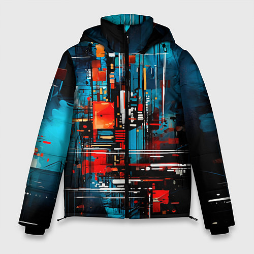 Мужская зимняя куртка Городская абстракция / 3D-Красный – фото 1