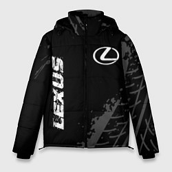 Куртка зимняя мужская Lexus speed на темном фоне со следами шин вертикал, цвет: 3D-черный