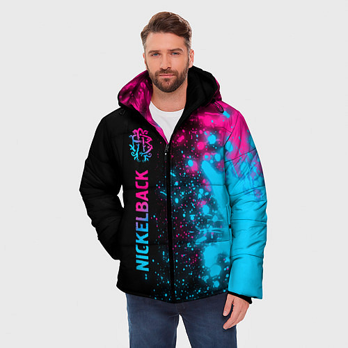 Мужская зимняя куртка Nickelback - neon gradient по-вертикали / 3D-Черный – фото 3