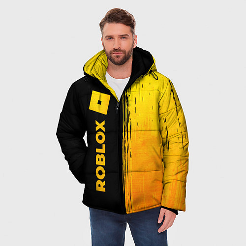 Мужская зимняя куртка Roblox - gold gradient по-вертикали / 3D-Черный – фото 3