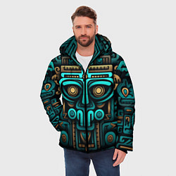 Куртка зимняя мужская Орнамент в ацтекском стиле, цвет: 3D-красный — фото 2