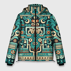 Куртка зимняя мужская Абстрактный паттерн в ацтекском стиле, цвет: 3D-черный