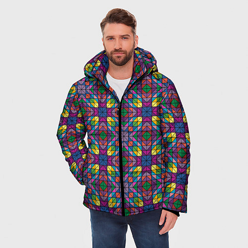 Мужская зимняя куртка Стеклянная мозаика / 3D-Красный – фото 3