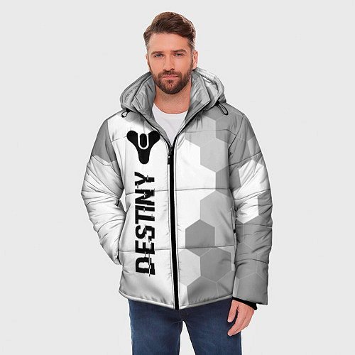 Мужская зимняя куртка Destiny glitch на светлом фоне по-вертикали / 3D-Черный – фото 3