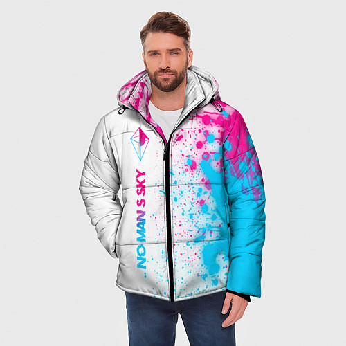 Мужская зимняя куртка No Mans Sky neon gradient style по-вертикали / 3D-Черный – фото 3