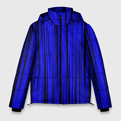 Куртка зимняя мужская Абстрактные полосы ультрамарин, цвет: 3D-черный