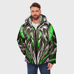 Куртка зимняя мужская Зелёная киберпанк броня, цвет: 3D-красный — фото 2