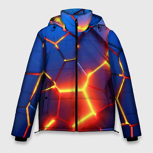 Мужская зимняя куртка Огненные плиты с разломом / 3D-Красный – фото 1
