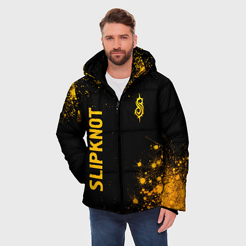 Мужская зимняя куртка Slipknot - gold gradient вертикально / 3D-Черный – фото 3