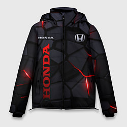 Куртка зимняя мужская Honda - плиты с эффектом свечения, цвет: 3D-черный