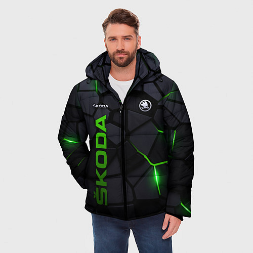 Мужская зимняя куртка Skoda - плиты с эффектом свечения / 3D-Черный – фото 3