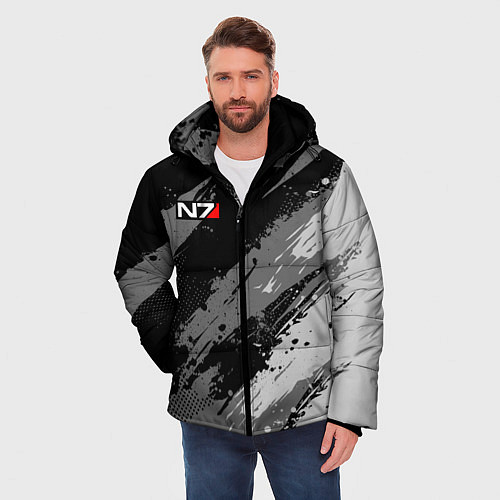 Мужская зимняя куртка N7 - mass effect monochrome / 3D-Черный – фото 3