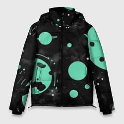 Куртка зимняя мужская Чёрно-мятный космос от нейросети, цвет: 3D-светло-серый