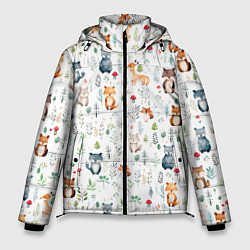 Куртка зимняя мужская Акварельные сказочные лесные звери от нейросети -, цвет: 3D-светло-серый