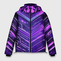 Мужская зимняя куртка Фиолетовые неон полосы киберпанк