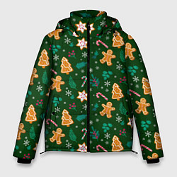 Мужская зимняя куртка New year pattern with green background