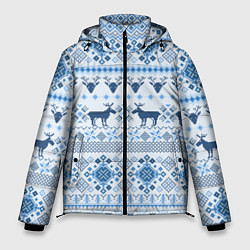 Куртка зимняя мужская Blue sweater with reindeer, цвет: 3D-светло-серый