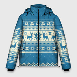 Куртка зимняя мужская Sweater with deer on a blue background, цвет: 3D-черный