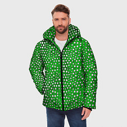Куртка зимняя мужская Белые пузырьки на зелёном фоне, цвет: 3D-красный — фото 2