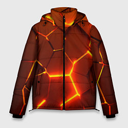 Куртка зимняя мужская Плиты абстрактные огненные, цвет: 3D-черный